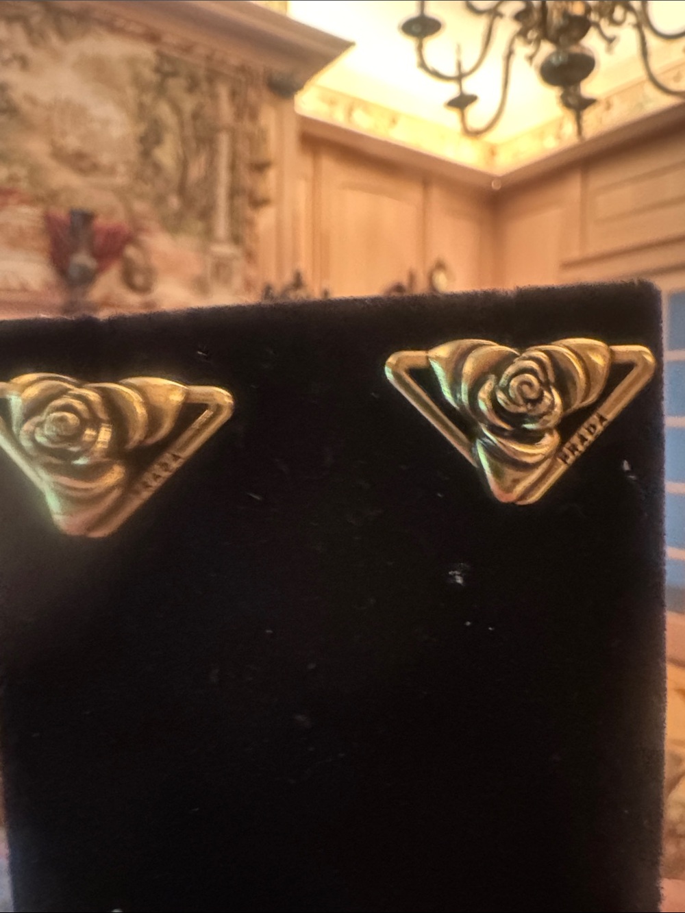 Earrings Rose Triangle Studs - - Picture 2 of 4